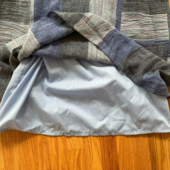 QNeel Stunning Blue Linen Stripped Beach Dress with Lining NWT sz: 16 - Picture 3 of 4